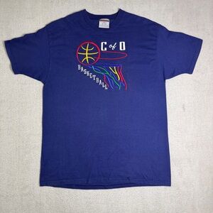 Vintage 90s Oneita Powersport Shirt Mens XL USA Made Embroidered Basketball Blue